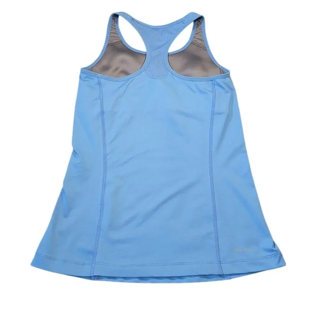 Nike Dri Fit Racerback Running Tank Blue Built In Bra M Athleisure Gym Running